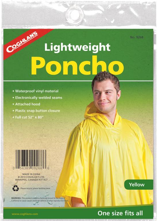 Coghlans Lightweight Poncho - Yellow - Sportinglife Turangi 
